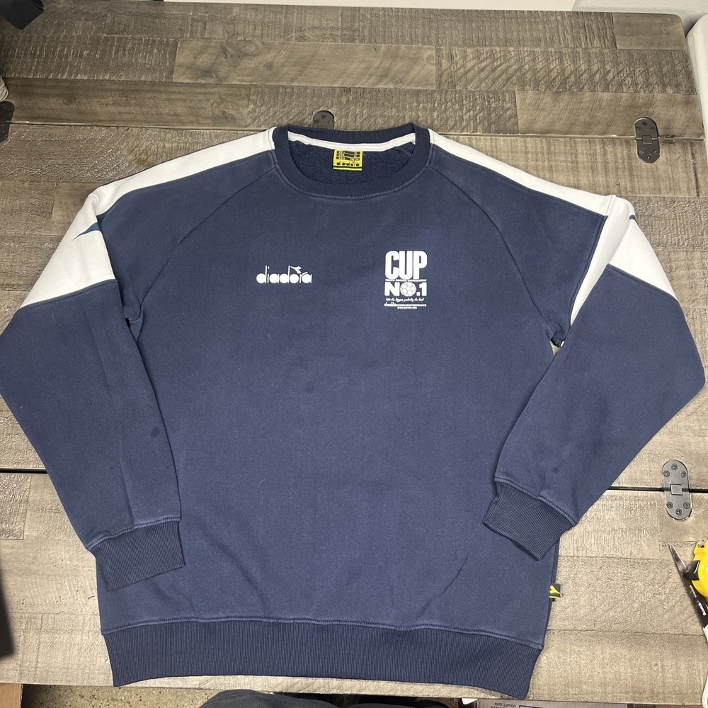 Diadora‎ Coach Youth Soccer Tournament No. 1 Men's XL Sweatshirt Blue White